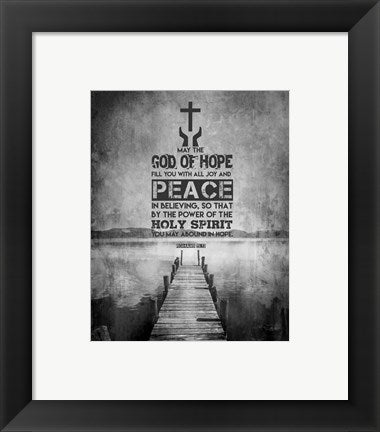 Framed Art Romans 15:13 Abound in Hope (Black & White) Wall Decor 18x24 Artwork