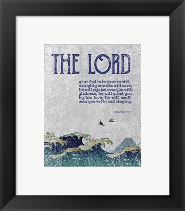 Framed Art Zephaniah 3:17 The Lord Your God ( Waves) Wall Decor 18x24 Artwork