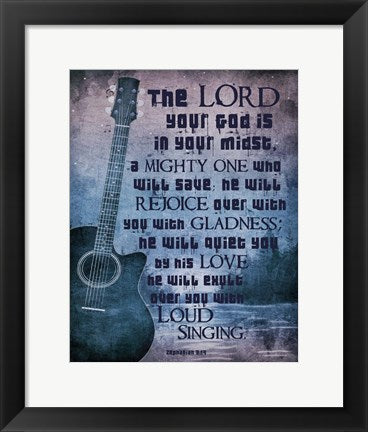 Framed Art Zephaniah 3:17 The Lord Your God (Guitar) Wall Decor 18x24 Artwork