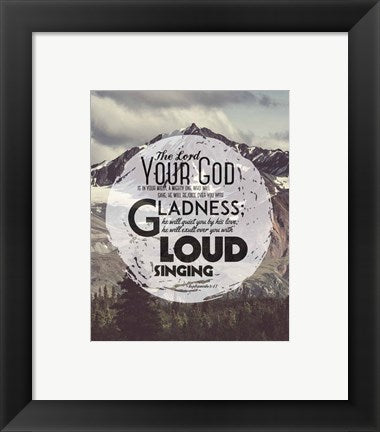 Framed Art Zephaniah 3:17 The Lord Your God (Mountains 3) Wall Decor 18x24 Artwork