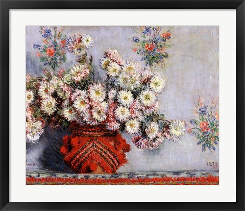 Framed Art Chrysanthemums, 1878 by Claude Monet Wall Decor 18x24 Artwork