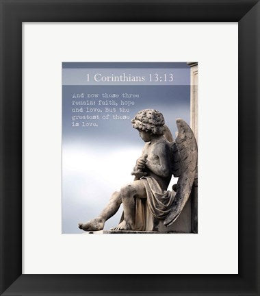 Framed Art 1 Corinthians 13:13 Faith, Hope and Love (Statue) Wall Decor18x24 Artwork