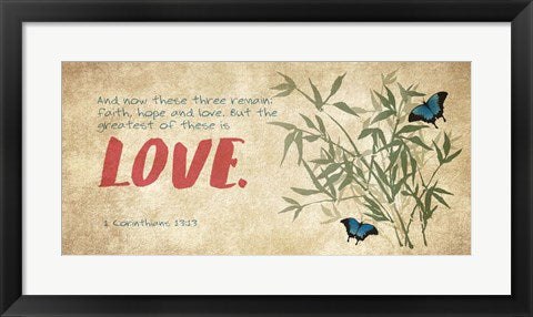Framed Art 1 Corinthians 13:13 Faith, Hope and Love (Butterflies) Wall Decor18x24 Artwork