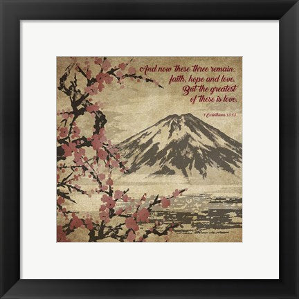 Framed Art 1 Corinthians 13:13 Faith, Hope and Love (Japanese) Wall Decor18x24 Artwork