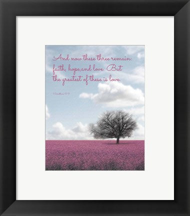 Framed Art 1 Corinthians 13:13 Faith, Hope and Love (Field) Wall Decor18x24 Artwork