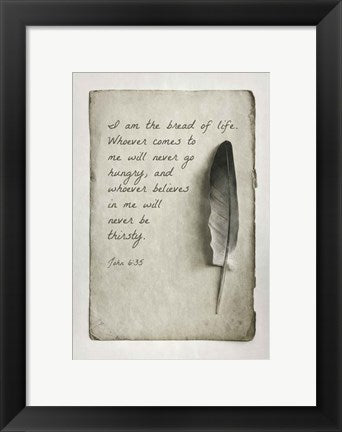 Framed Art John 6:35 I am the Bread of Life (Gray) Wall Decor 18x24 Artwork