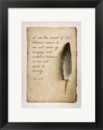 Framed Art John 6:35 I am the Bread of Life (Sepia) Wall Decor 18x24 Artwork