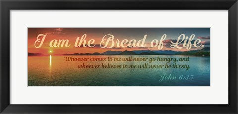 Framed Art John 6:35 I am the Bread of Life (Sunset) Wall Decor 18x24 Artwork