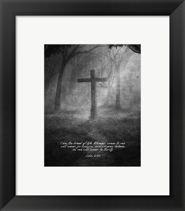 Framed Art John 6:35 I am the Bread of Life (Cross) Wall Decor 18x24 Artwork