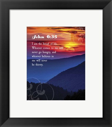 Framed Art John 6:35 I am the Bread of Life (Hills) Wall Decor 18x24 Artwork