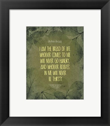 Framed Art John 6:35 I am the Bread of Life (Leaves) Wall Decor 18x24 Artwork
