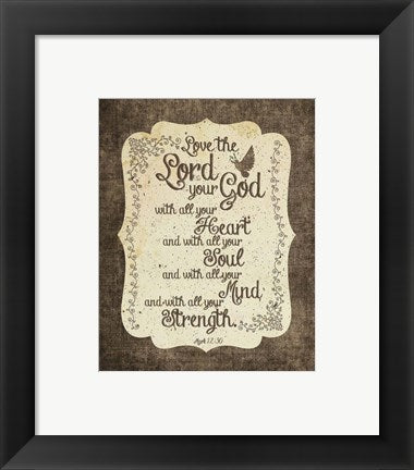 Framed Art Mark 12:30 Love the Lord Your God (Bird) Wall Decor 18x24 Artwork