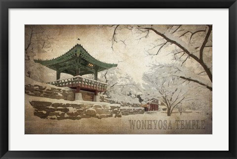 Framed Art Vintage Winter at Wonhyosa Temple, Korea, Asia by Take Me Away Wall Decor 18x24 Artwork