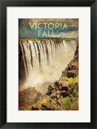Framed Art Vintage Victoria Falls, Livingstone, Africa by Take Me Away Wall Decor 18x24 Artwork