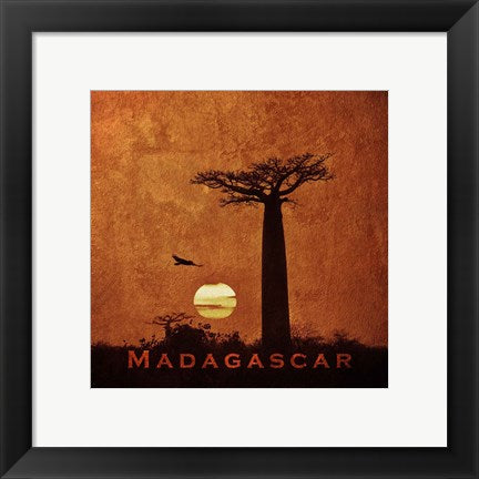 Framed Art Vintage Baobab Trees at Sunset in Madagascar, Africa by Take Me Away Wall Decor 18x24 Artwork