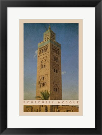 Framed Art Vintage Koutoubia Mosque, Marrakesh, Morocco, Africa by Take Me Away Wall Decor 18x24 Artwork