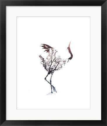 Framed Art Red Crowned Crane Pair, Part I Inverted Wall Decor 18x24 Artwork