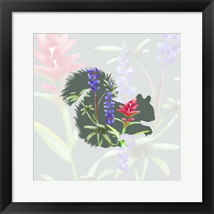 Framed Art Green Floral Squirrel Wall Decor 18x24 Artwork