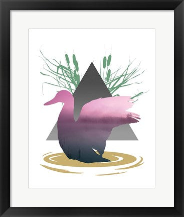 Framed Art Pink Ombre River in Duck Silhouette Wall Decor 18x24 Artwork