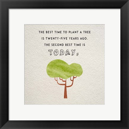 Framed Art The Best Time to Plant a Tree Wall Decor 18x24 Artwork