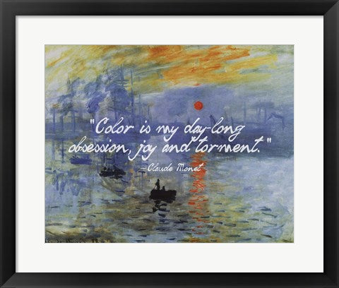 Framed Art Monet Quote Impression Sunrise Wall Decor 18x24 Artwork