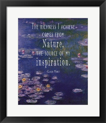 Framed Art Monet Quote Waterlilies at Giverny Wall Decor 18x24 Artwork