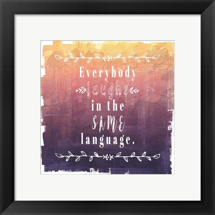 Framed Art Ombre Everybody Laughs Wall Decor 18x24 Artwork