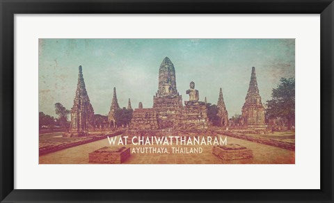 Framed Art Vintage Wat Chaiwatthanaram, Thailand, Asia by Take Me Away Wall Decor 18x24 Artwork