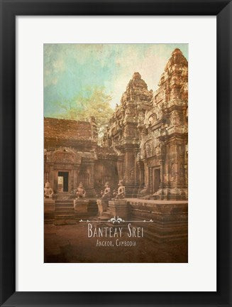 Framed Art Vintage Banteay Srei, Cambodia, Asia by Take Me Away Wall Decor 18x24 Artwork