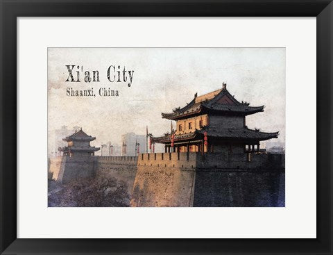Framed Art Vintage Xi'an City, China, Asia by Take Me Away Wall Decor 18x24 Artwork