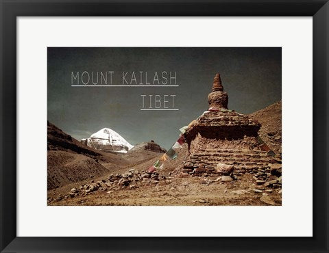 Framed Art Vintage Mount Kailash, Tibet, Asia by Take Me Away Wall Decor 18x24 Artwork