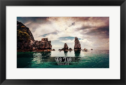 Framed Art Vintage Ko Tao, Thailand, Asia by Take Me Away Wall Decor 18x24 Artwork