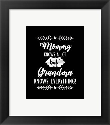 Framed Art Grandma Knows Everything Wall Decor 18x24 Artwork