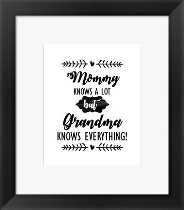 Framed Art Grandma Knows Everything 2 Wall Decor 18x24 Artwork
