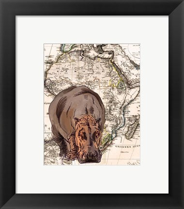 Framed Art African Hippo Wall Art Wall Decor 18x24 Artwork