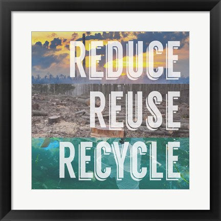 Framed Art Frame Art Reduce Reuse Recycle Wall Decor 18x24 Artwork