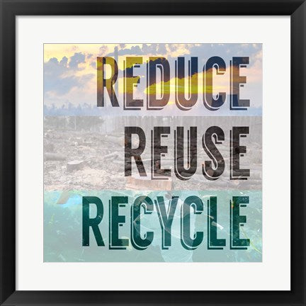 Framed Art Reduce Reuse Recycle II Wall Decor 18x24 Artwork