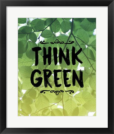 Framed Art Think Green Ombre Leaves Wall Decor 18x24 Artwork