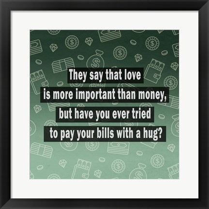 Framed Art Love vs. Money Wall Decor 18x24 Artwork