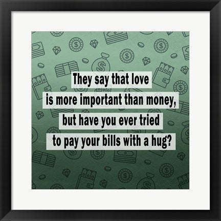Framed Art Love vs. Money II Wall Decor 18x24 Artwork