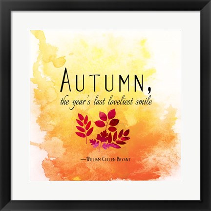 Framed Art Frame Art Autumn, the Year's Last Loveliest Smile Wall Decor 18x24 Artwork