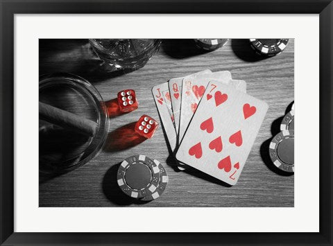 Framed Art Pop of Color Poker Wall Decor 18x24 Artwork