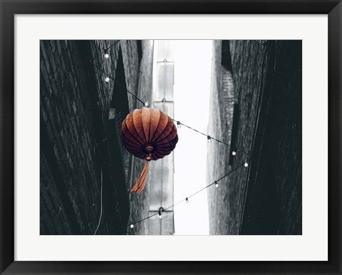 Framed Art Pop of Color Orange Lantern Wall Decor 18x24 Artwork