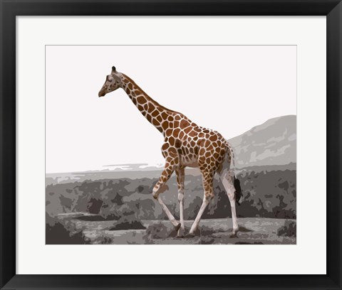 Framed Art Pop of Color Lone Giraffe Wall Decor 18x24 Artwork