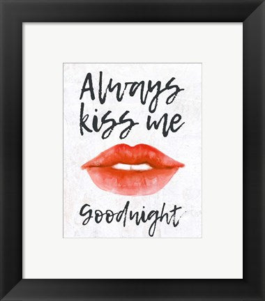 Framed Art Lips - Kiss Me Goodnight Wall Decor 18x24 Artwork