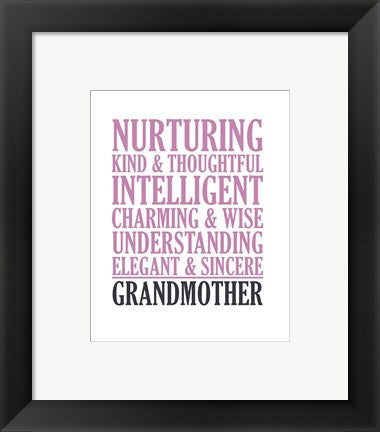 Framed Art Adjectives for Grandma Wall Decor18x24 Artwork