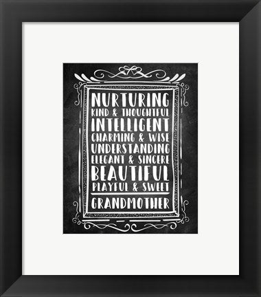Framed Art Grandma - Chalkboard Wall Decor 18x24 Artwork