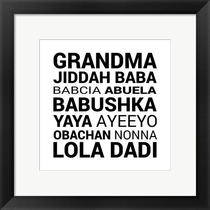 Framed Art Grandma Various languages Wall Decor 18x24 Artwork