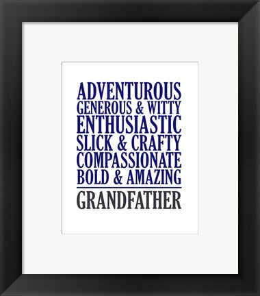 Framed Art Adjectives for Grandpa Wall Decor18x24 Artwork