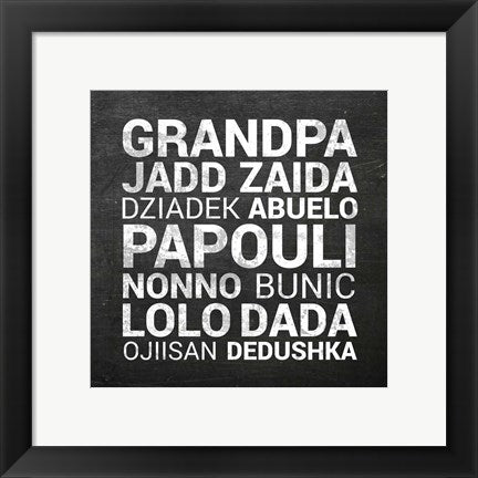 Framed Art Grandpa Various Languages - Chalkboard Wall Decor 18x24 Artwork